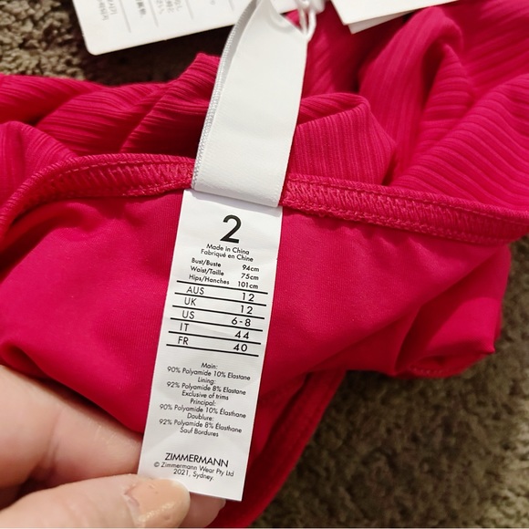 Zimmermann | US 6-8 | raspberry rib bikini bottom - Picture 3 of 5